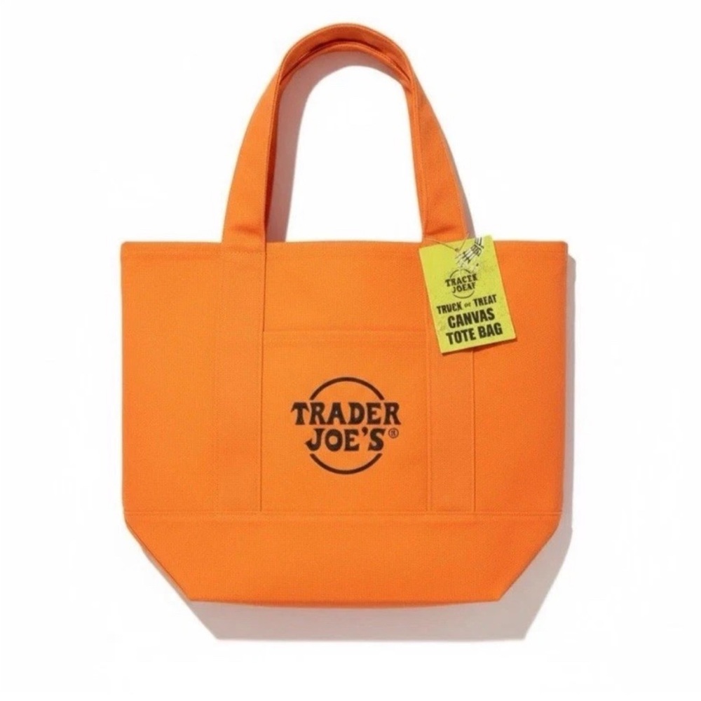 Trader Joe's Halloween Orange Canvas Mini Tote NWT